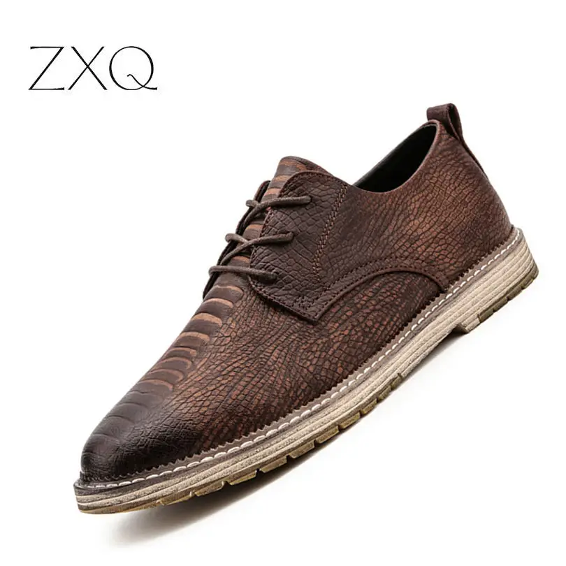 

New Design Leather Shoes Men's Flats Retro Style Men Oxford Shoes Fashion Lace Up Casual Shoes For Men Big Size 38-47