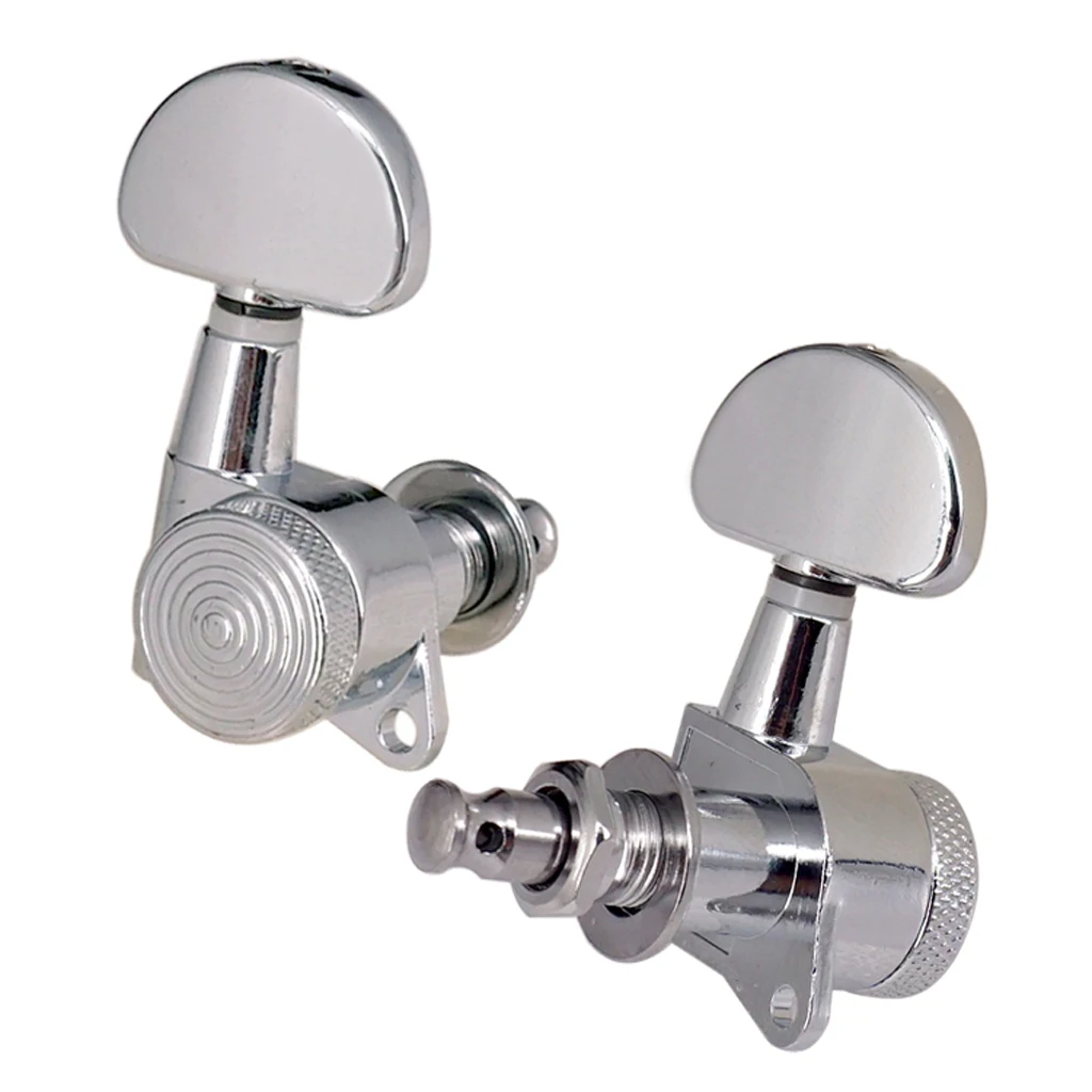 

Silver Guitar Tuning Pegs Half-Round Folk Guitar Lock Gear Tuners Tuning Pegs Machine Head 3R3L for Electric Guitar