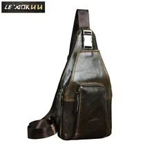 Для мужчин кожаный Повседневное талии пакет путешествия груди Слинг Сумка Дизайн Одна сумка Crossbody сумка рюкзак для мужчин 8086 г