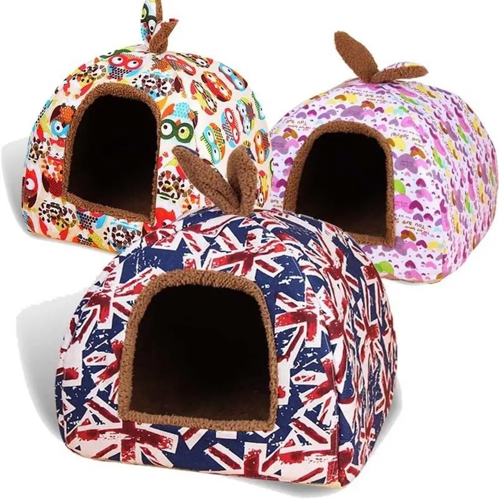Мягкий зимний съемный теплый домик для собак HobbyLane S/M/L с кроличьими ушками