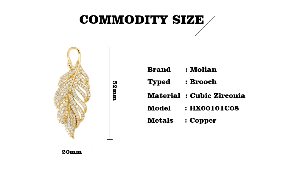 MOLIAN, брошь в виде листьев, кубические циркониевые шпильки, серебро, медь, Винтажная брошь, золотые украшения для женщин, великолепные ювелирные изделия, подарки для банкета