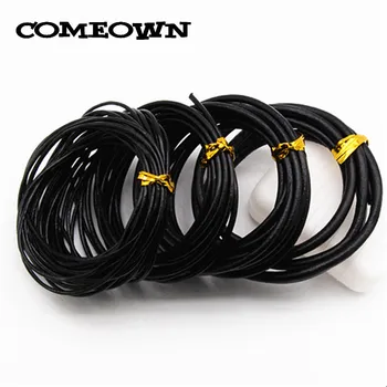 

COMEOWN 5m Black Round Real Leather Cord 1mm 2mm 3mm 4mm Beading Rope String Cords Bracelet Necklace DIY Jewelry Making