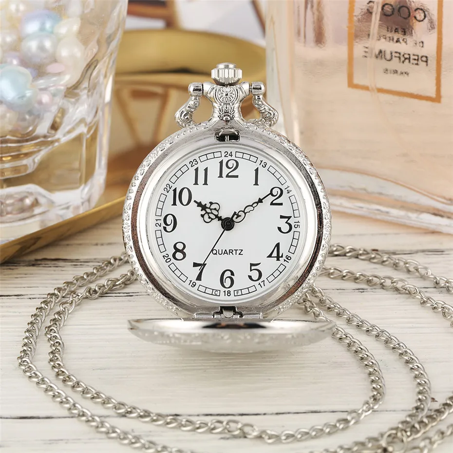 2016 New Arrival Silver Fashion Pendant Pocket Watch With Silver Necklace Chain Free Drop Shipping 4
