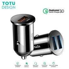 TOTU Dual USB Автомобильное зарядное устройство для iPhone 7 8 6 samsung S10 QC 3,0 Быстрая зарядка интеллектуальное мощное мобильное автомобильное зарядное устройство для телефона адаптер