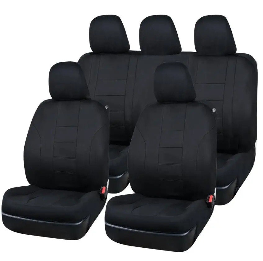 Универсальный автомобильный чехол для сидений автомобиля, тканевые Чехлы для автомобилей, подходят для ford focus 2, peugeot 206, kia rio, 3, VAZ 2114, lada - Название цвета: 5 Seat Cover Black