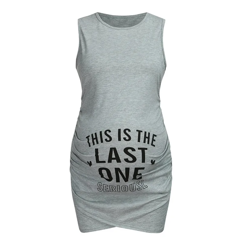 Maternity clothes summer 2019  new  Women Maternity Summer Sleeveless Letter Print Casual Sundress Pregnancy Dress  (3)