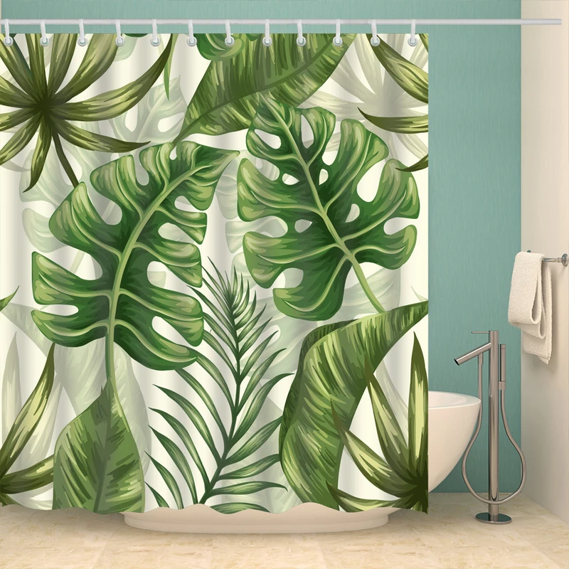 Цветочные пасторальные листья, стильные занавески, водонепроницаемые занавески для ванной комнаты, полиэстер, 180x180 см, украшение для туалета с крючками