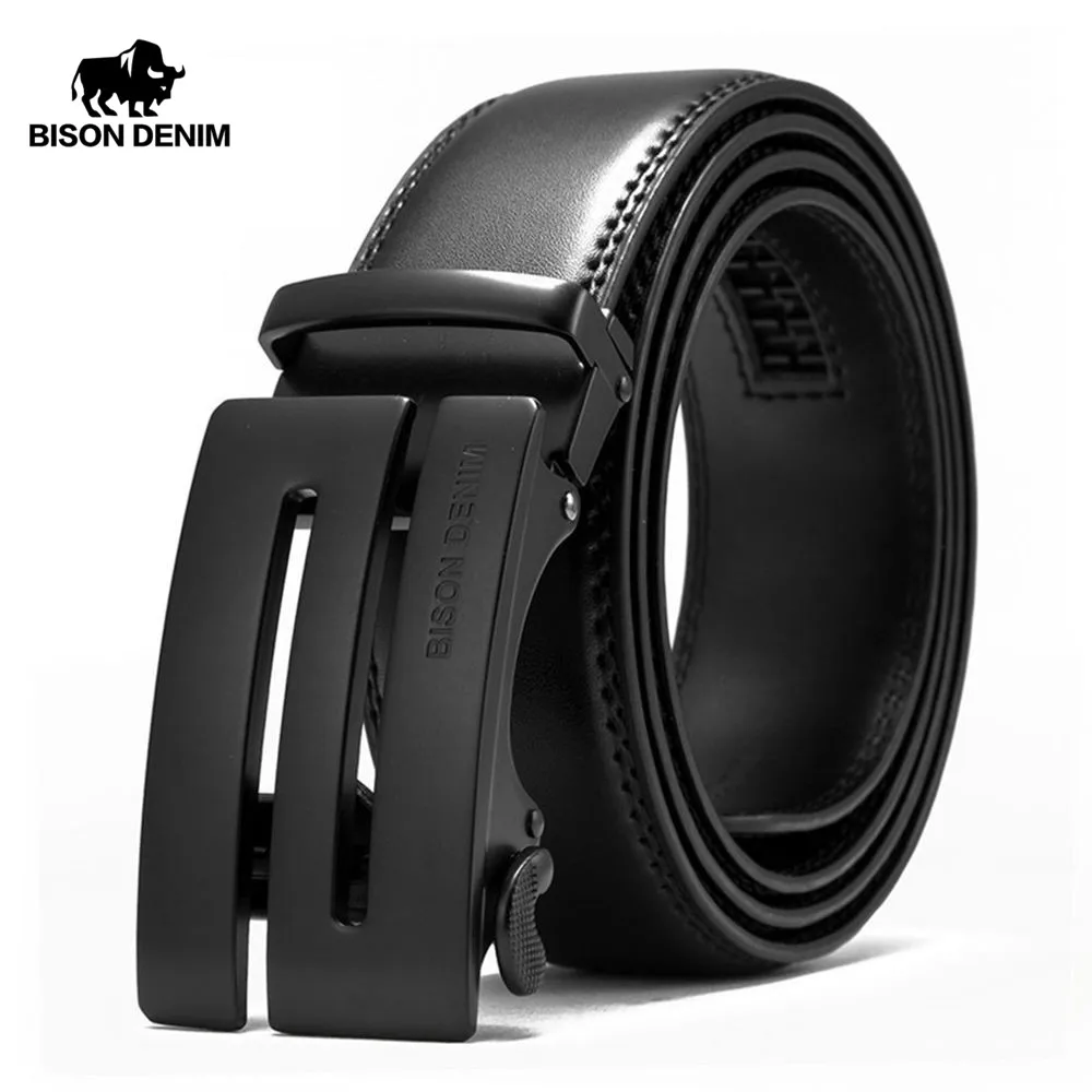 

BISON DENIM New Arrival Genuine Leather Men's Belt Cowhide Male Belts Automatic Buckle Designer Men Belt Strap 3.5cm N71362