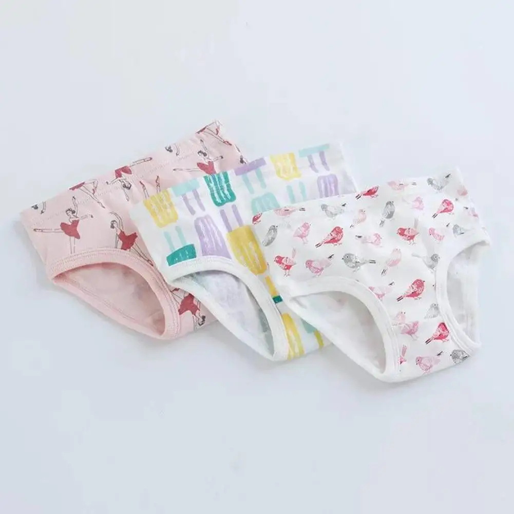 3pcs/set Child's Underpants Soft Cotton Baby Triangle Underwear Cartoon Printed Panties for Girls