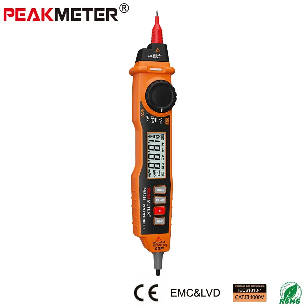 HYELEC (PEAKMETER) MS8211 цифровой мультиметр с зондом ACV/DCV электрический ручной тестер