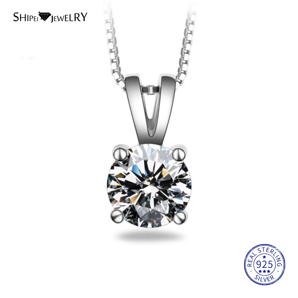

Shipei 8mm Moissanite Necklace for Women 100% 925 Sterling Silver Moissanite Pendant Wedding Necklace Anniversary Gift