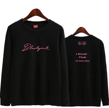 

Kpop blackpink concert square same printing o neck thin hoodies for fans unisex supportive pullover sweatshirt 2 style