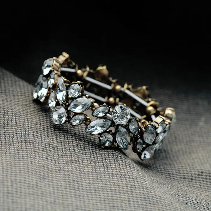 Настоящий классический ободок Установка звеньев цепи завод Дизайнер Bijoux красочные кристалл эластичные браслеты и браслеты для женщин