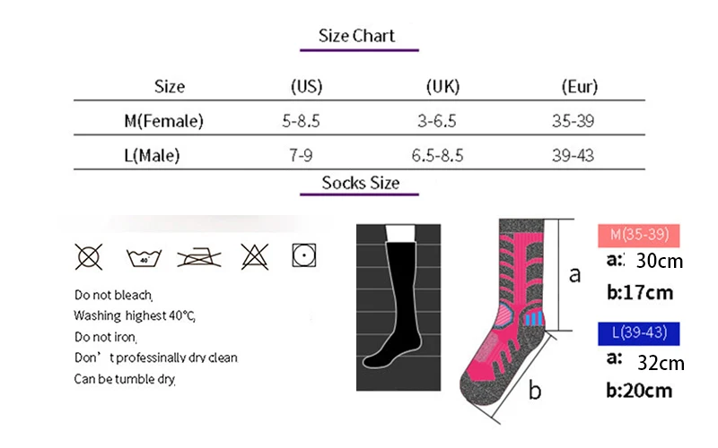 long socks seze table
