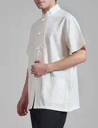 Белый китайская традиция Для мужчин Кунг-Фу рубашка Топ летние льняные размеры s m l xl XXL, XXXL Бесплатная доставка LD21
