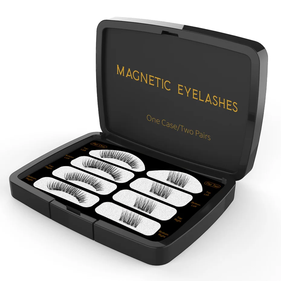 

Genailish 2pair/ box Magnetic Lashes 3D false Eyelashes Handmade Natural with custom packaging Magnet Eyelash Box Acrylic SCT01