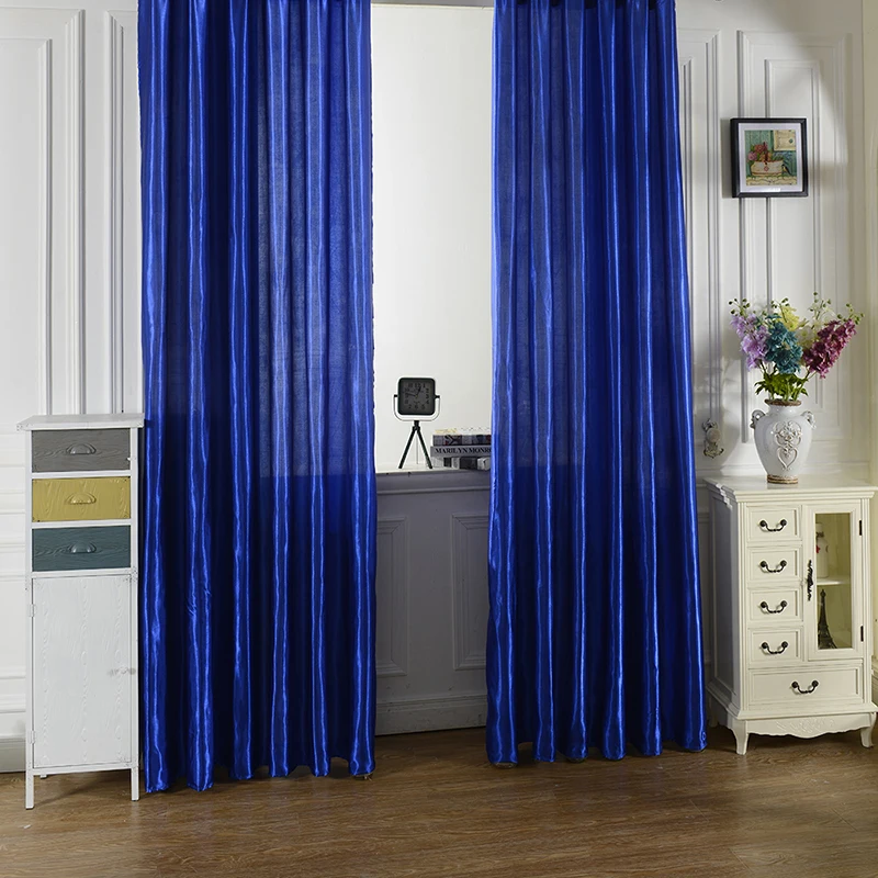 Hot Sale 100 x 200cm Rod Pocket Top Solid Color Satin Curtain Panel Window Curtains40