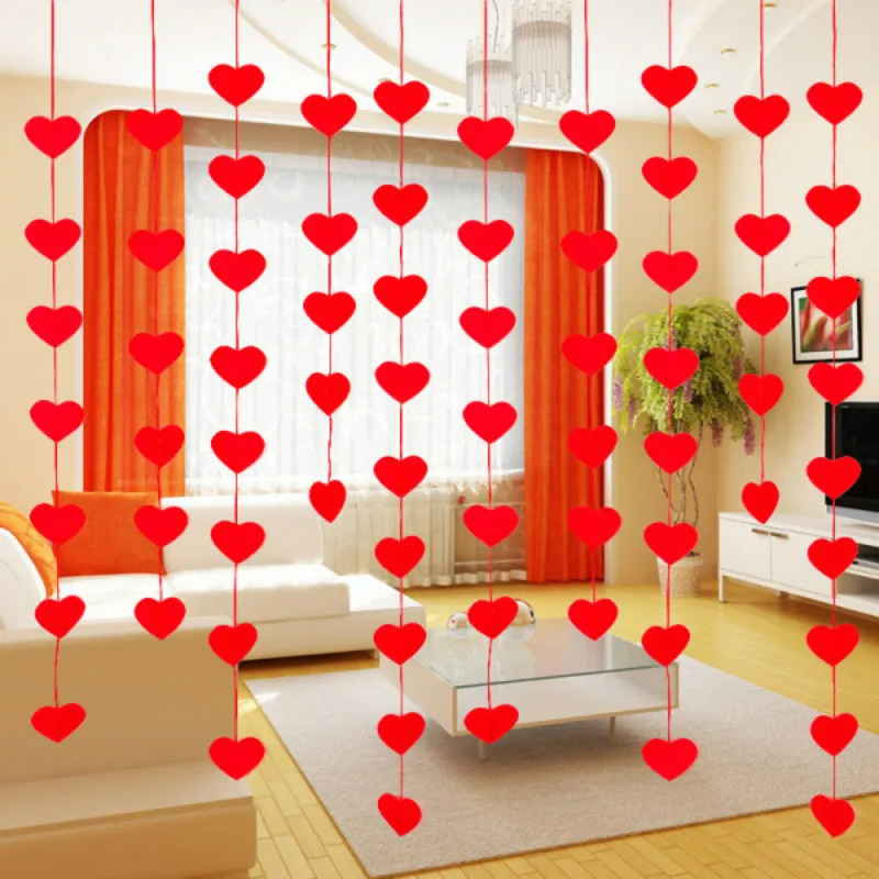 Non-woven Garland Love Heart Curtain Wedding Supplies Wedding Decoration Room KS 