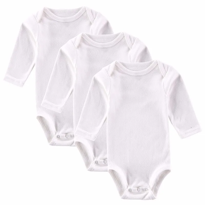 Детские ползунки хлопок однотонные белые для новорожденных с длинными рукавами для маленьких мальчиков комбинезон Одежда и аксессуары для девочек для осень-зима 0-12 м Детские костюмы