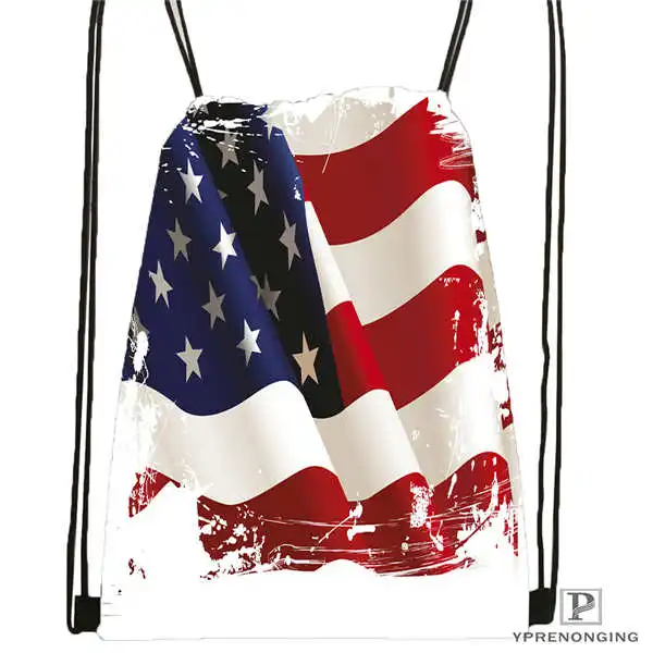 Custom eagle with american flag DrawstringBackpackBagforManWomanCute Daypack Kids Satchel Black Back 31x40cm 20180611 03 137