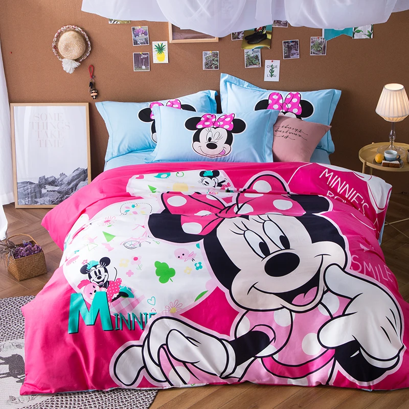 Minnie Mouse Print Comforter Bedding Set Queen Size Sanding 4 5pcs
