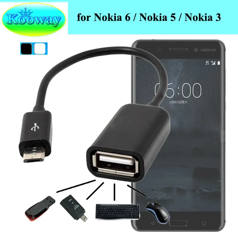

5Pin Micro USB OTG Sync Data Connect Adapter Host Cable for Nokia 3, 5, 6 (TA-1000) OTG Adapter