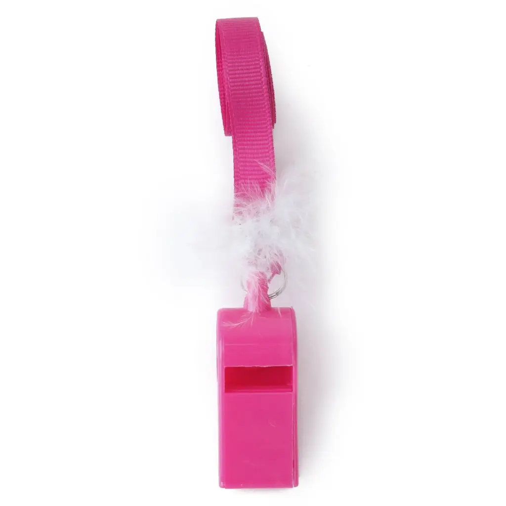 10 x вечерние пластиковые пушистые свистки с ремешком- ярко-розовый