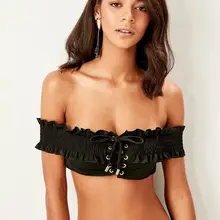 Trendyol черный глазок детальный Бикини Топ TBESS19WV0057