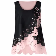 Модный женский летний топ без косточек с цветочным рисунком, шифоновая блузка с круглым вырезом, топы без рукавов, roupas feminina