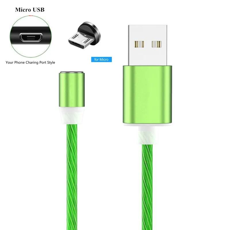 

Micro USB LED Luminous Flow Magnetic Charger Cable for for Samsung Galaxy J3 J5 J7 2016 2017 Redmi 5 Plus 6A Note 4 4X 5A 6 Pro