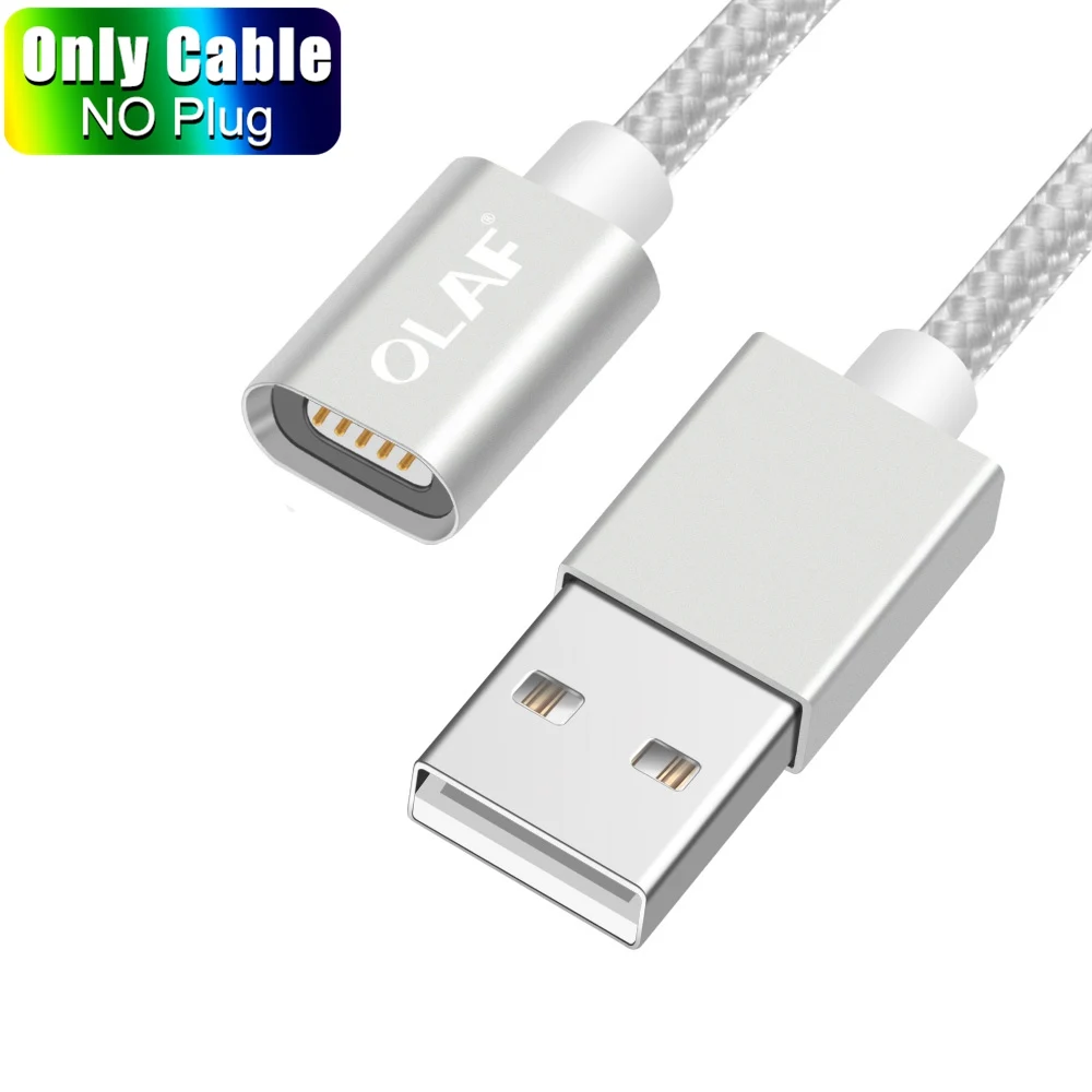 Олаф магнитное зарядное устройство usb type C Micro USB кабель провод для быстрой зарядки штекер type-C Магнитный кабель для iPhone samsung Xiaomi huawei - Цвет: Silver Cable No Plug