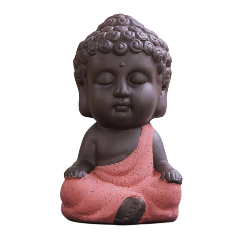 

9*5CM Buddhism Litlle Meditation Monk Small Statues Miniature Craft Buddha Statues Clay Mini Buddhism Zen Monks Decoration