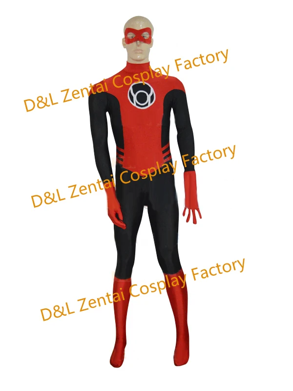 Free Shipping DHL Red Lantern Corps DC Comics Mens Superhero Costume Halloween Party Cosplay Black