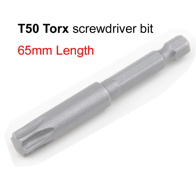 S2 Alloy Steel 1/4 Inch Hex Shank 65mm Length T50 Torx Screwdriver Bits