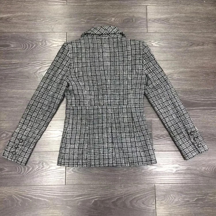 Brand new 2019 autumn plaid blazers coat Chic women's elegant tweed jackets coat A364