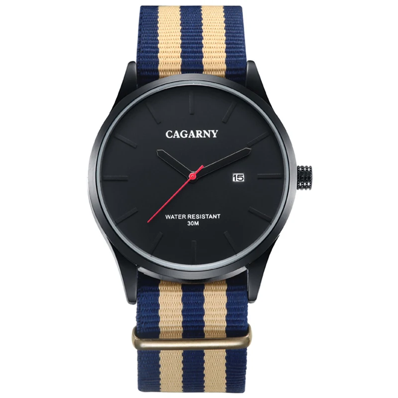 Cagarny Luxusní značky hodinky Muži Příležitostné Nylon Fabric Mužské hodinky Muži Sportovní Vojenské Quartz-hodinky Muži Hodinky Relojes Hombre 2017