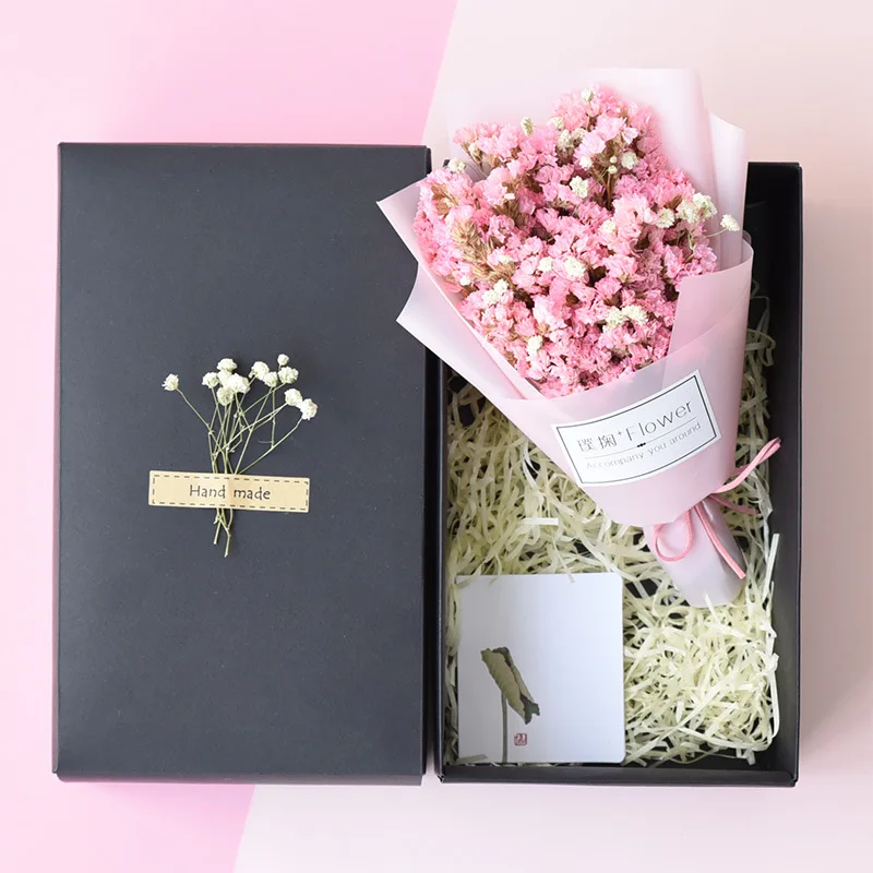1 шт., изготовленные вручную свадебные украшения, маленький подарок для дам, Гипсофила искусственная, цветок, сухоцветы с подарочной коробкой PT23 - Цвет: pink