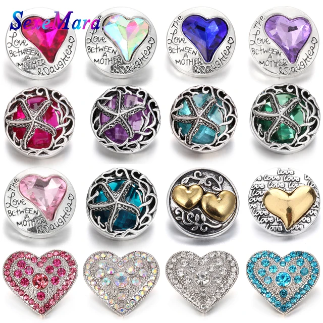 6pcs/lot New Snaps Jewelry High Quality Love Heart 18mm ...
