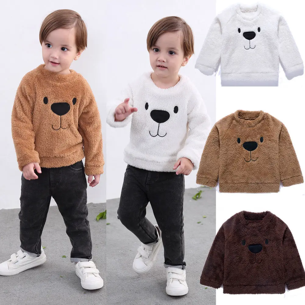 

Winter Kids Baby Sweatshirts Infant Girls Boys Cute Bear Pattern Top Blouse Sweaters Fashion Thick Warm Kids Chidlren Clothes