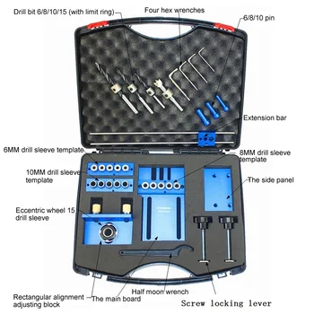 

Woodworking Punching Tool Set Log Dowel Hole Punching Combination Woodworking Punching Drill Triple Positioner Woodworking