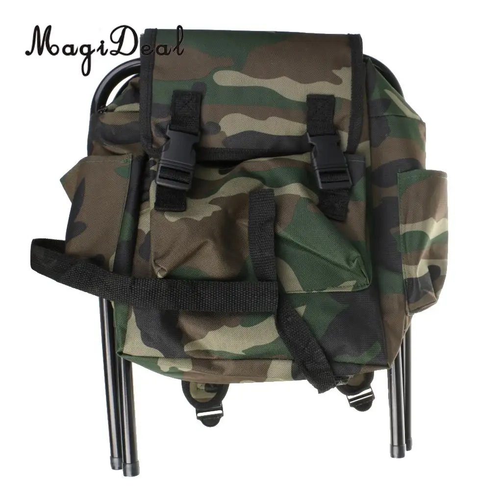 MagiDeal 2 in 1 Oxford Cloth Fishing Stool Tackle Backpack Foldable Seat Camping Hunting Rucksack wear-resistance fishing Tool