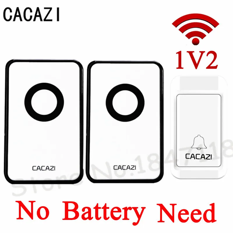 

Self-powered No Battery Need EU/US Plug-in Doorbell Wireless Door Bell Waterproof Bell Ring Push Button +2 Indoor Receivers