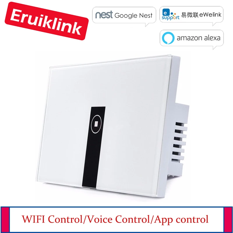 

EWelink US Standard 1 Gang Wifi Remote Control switch Touch Wall Light Switch Glass Panel Work with Alexa, Google Home