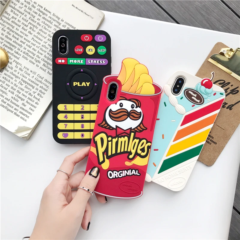 

Cute Cartoon French Fries /Cake Silicone Phone Case For iphone 8 Case X XR XSMAX For iphone 6s 6 7plus Soft Shell Back Cover