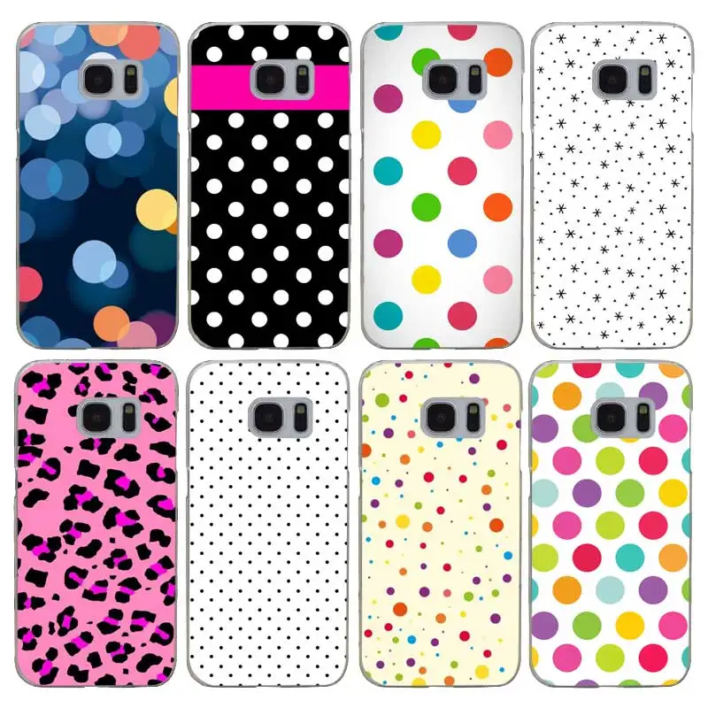H200 Polka Dots Transparent Hard PC Case Cover For Samsung Galaxy S Note 3 4 5 6 7 8 9 Edge Plus |