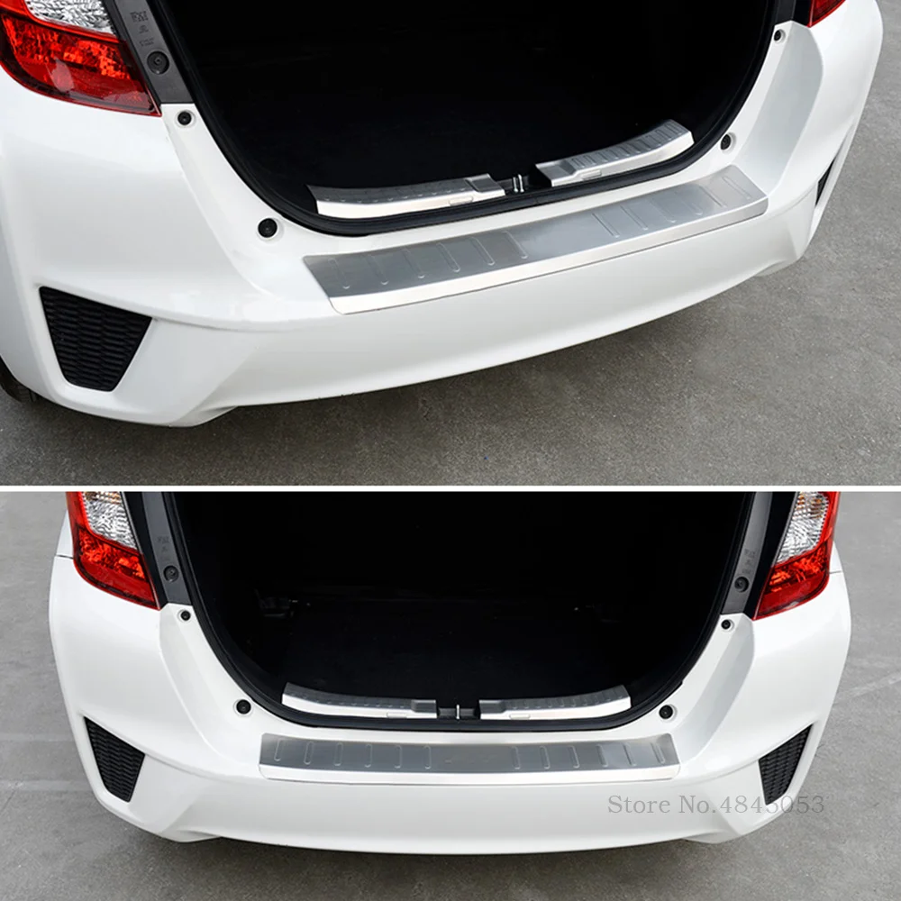 Для Honda Fit Jazz 2014 до 2018 внутренняя защита заднего бампера из нержавеющей стали