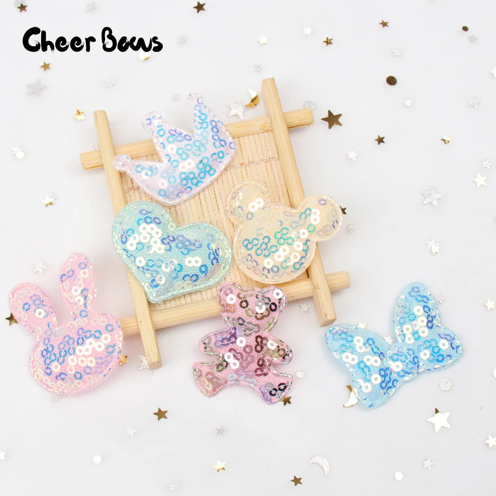 

10pcs/bag Candy Bear Star Appliques Sequin Patches for Hairpin Making Materials DIY Scrapbooking Boutique Accessories