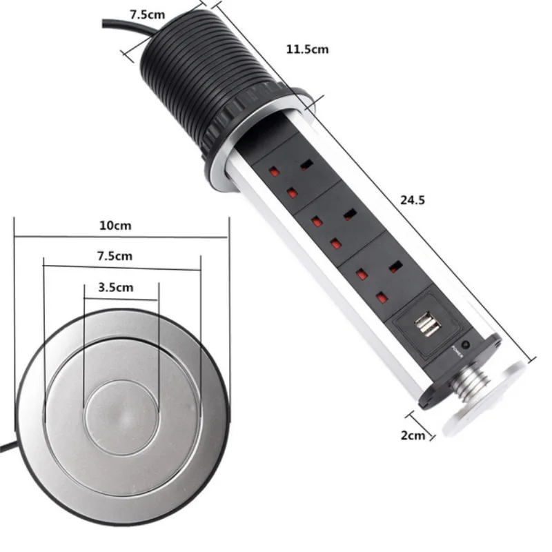 3500 Вт 220 В 16А электрическая 3 штепсельная розетка 2 USB розетка Выдвижная розетка для кухонного стола выдвижная для столешницы Рабочая панель Великобритания/ЕС