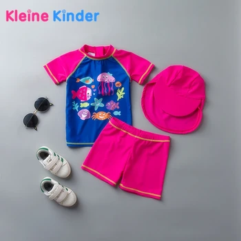 

Brand Swimwear for Girls Two Pieces Short Sleeve Baby Girl Swimwear Suit Kids Children Swimming Clothing Set Surfing Costumes