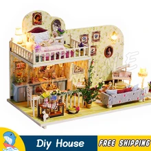 Миниатюрный Кукольный дом, деревушка из Amsterdam дама, сделай сам, деревянный кукольный домик с мебелью, игрушки для взрослых, игрушки для подростков, Фигурное здание, подарки, наборы